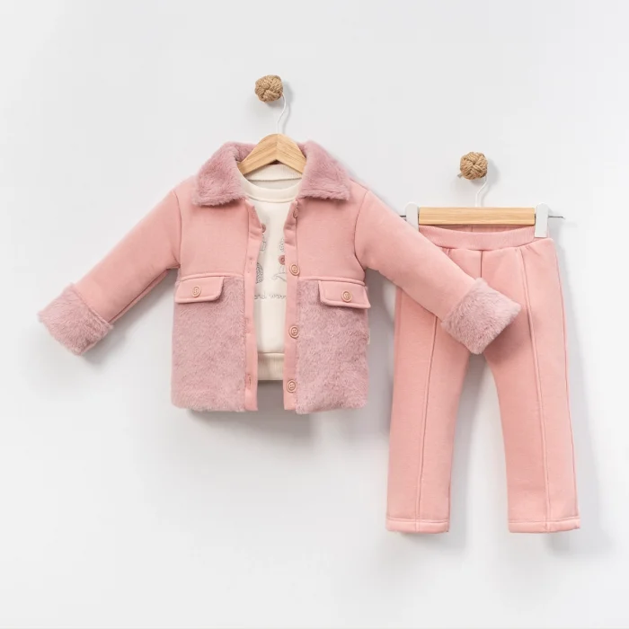 KIZ 9-12-18 AY KÜRKLÜ HIRKALI 3LÜ TAKIM