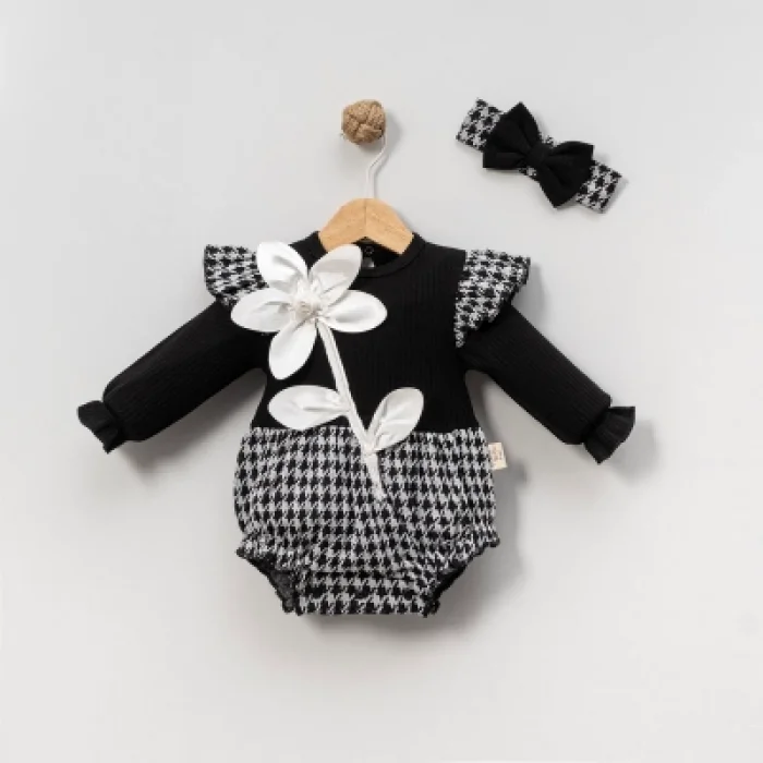 KIZ 3-6-9-12 AY KAZAYAĞI GÜLLÜ ROMPER