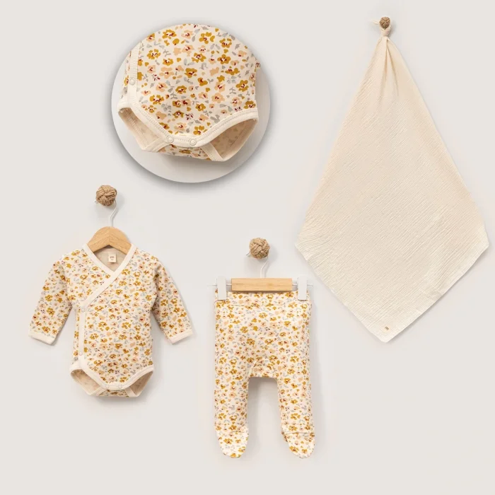 KIZ 3-6 AY ÇITIR ÇİÇEK BODY BATTANİYE SET