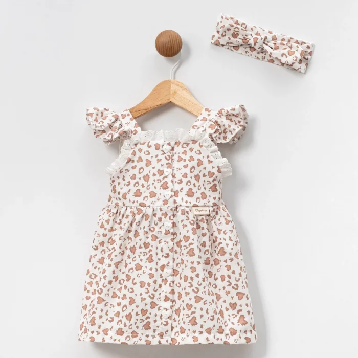 KIZ 6-9-12-18 AY FİSTOLU DÜĞMELİ ELBİSE