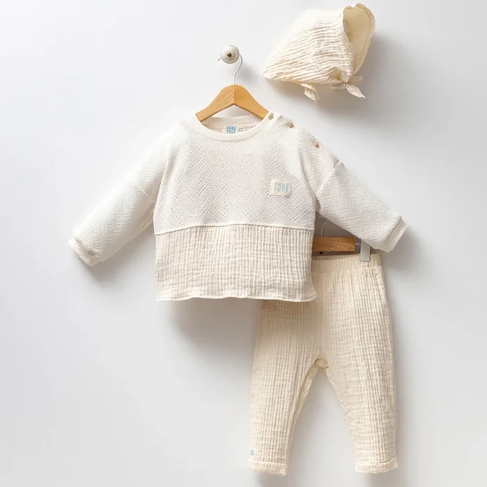 KIZ 6-9-12-18 AY MÜSLİNLİ ÖRME BLUZLU TAKIM