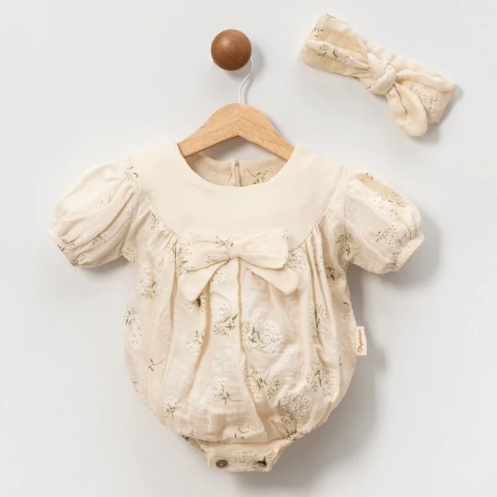 KIZ 6-9-12-18 AY PAPATYA DESENLİ ROMPER