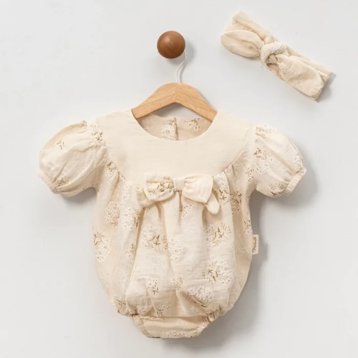 KIZ 6-9-12-18 AY PAPATYA DESENLİ ROMPER