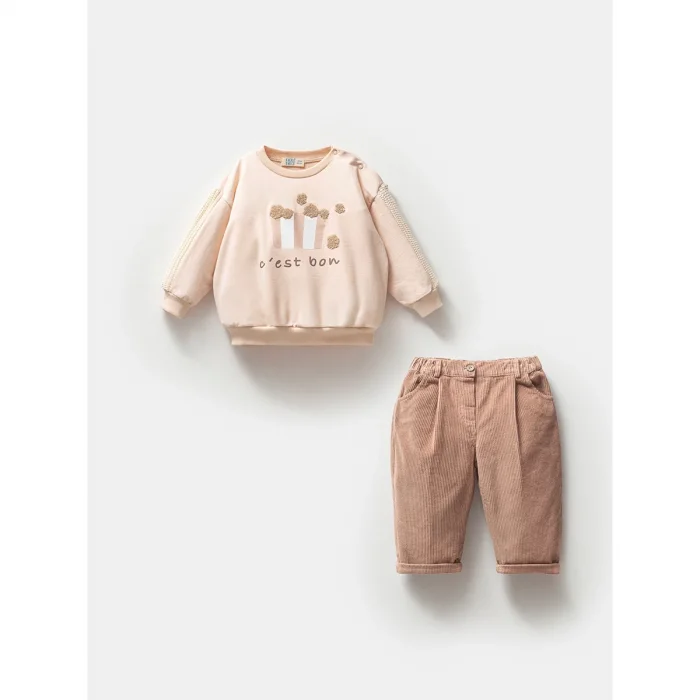 KIZ 9-24 AY KADİFE PANTOLONLU 2Lİ TAKIM