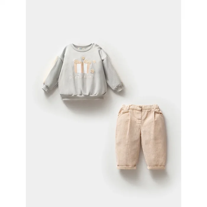 KIZ 9-24 AY KADİFE PANTOLONLU 2Lİ TAKIM