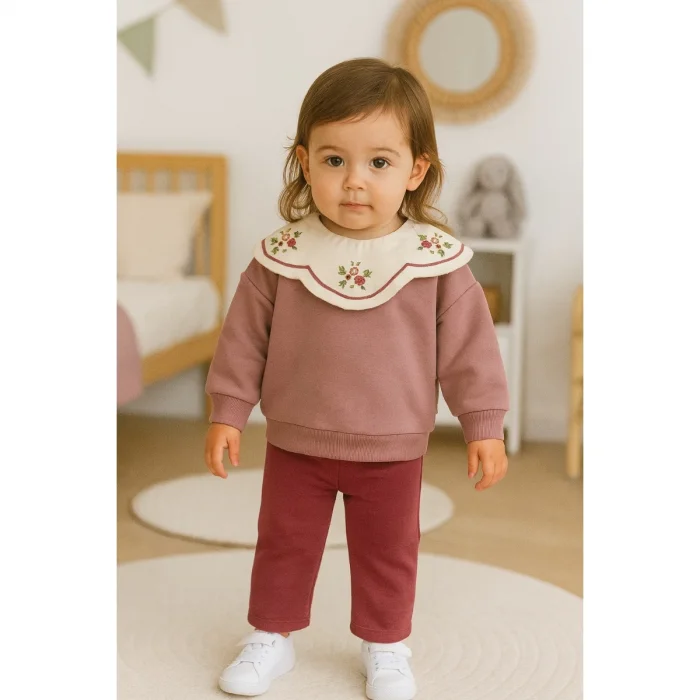 KIZ 9-24 AY ÇİÇEK YAKA 2Lİ TAKIM