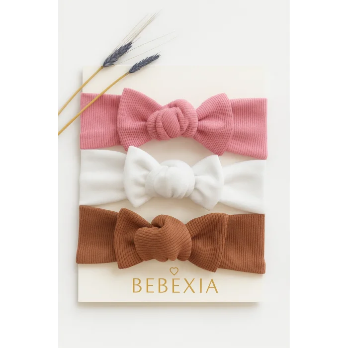 Kız Bebek 3’lü Bandana Seti (0-3 Yaş) | Pamuklu ve Elastik