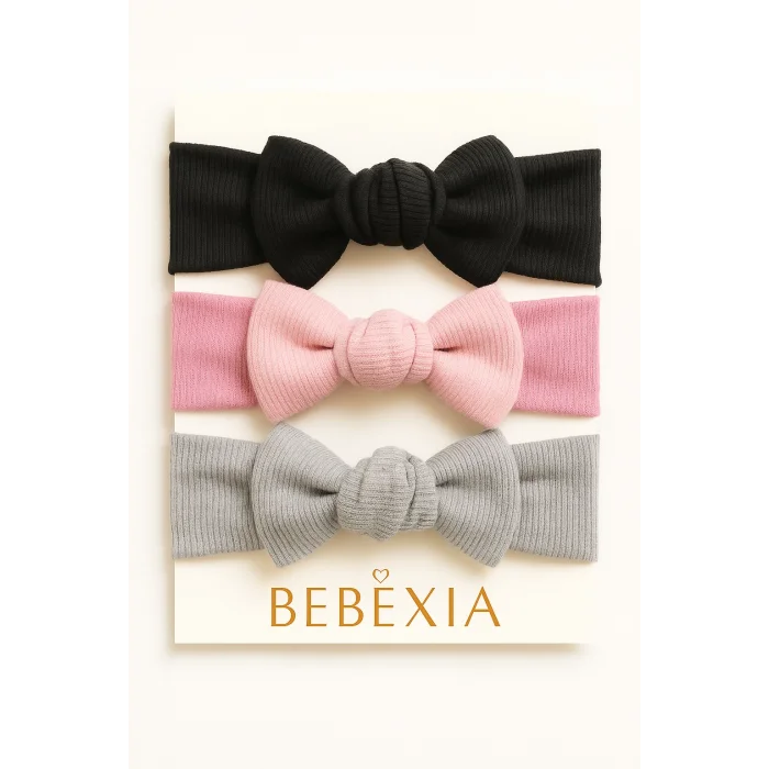 Kız Bebek 3’lü Bandana Seti (0-3 Yaş) | Pamuklu ve Elastik