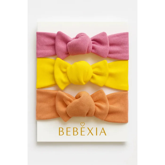 Kız Bebek 3’lü Bandana Seti (0-3 Yaş) | Pamuklu ve Elastik