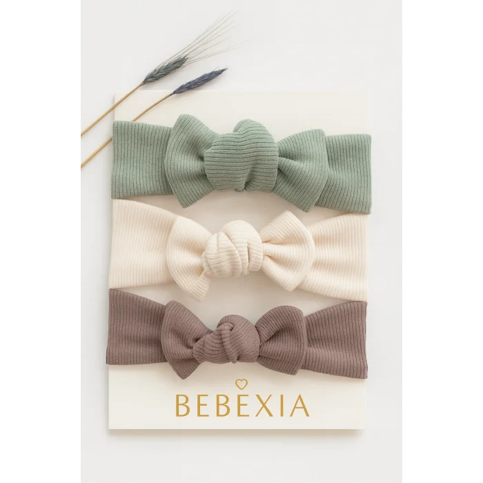 Kız Bebek 3’lü Bandana Seti (0-3 Yaş) | Pamuklu ve Elastik