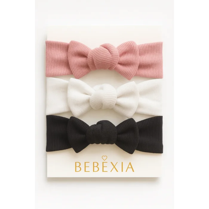 Kız Bebek 3’lü Bandana Seti (0-3 Yaş) | Pamuklu ve Elastik