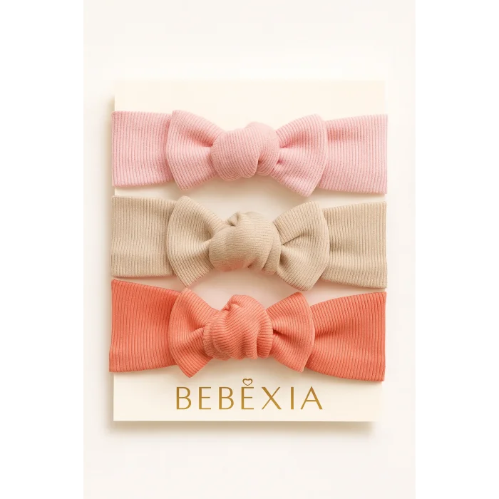 Kız Bebek 3’lü Bandana Seti (0-3 Yaş) | Pamuklu ve Elastik