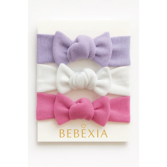 Kız Bebek 3’lü Bandana Seti (0-3 Yaş) | Pamuklu ve Elastik