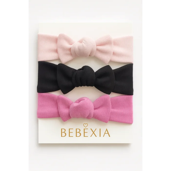 Kız Bebek 3’lü Bandana Seti (0-3 Yaş) | Pamuklu ve Elastik