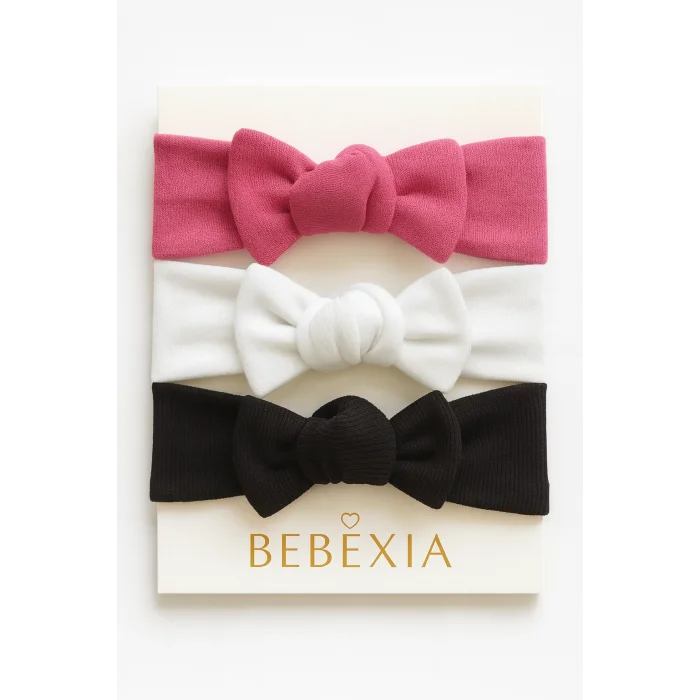 Kız Bebek 3’lü Bandana Seti (0-3 Yaş) | Pamuklu ve Elastik