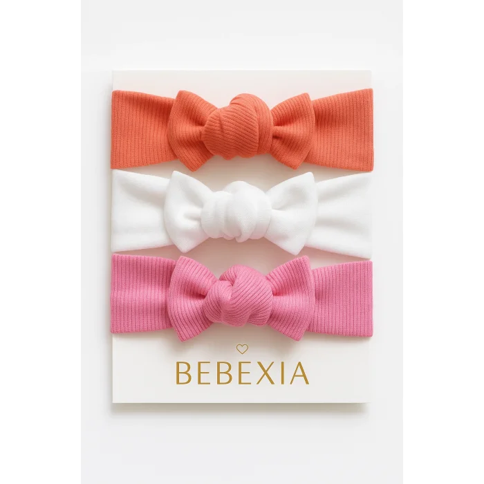 Kız Bebek 3’lü Bandana Seti (0-3 Yaş) | Pamuklu ve Elastik