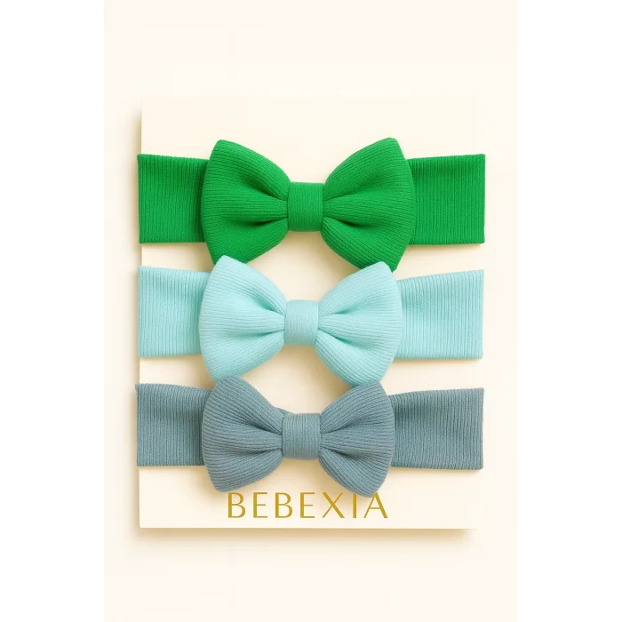 Kız Bebek 3’lü Fiyonk Bandana Seti (0-3 Yaş) | Pamuklu ve Elastik