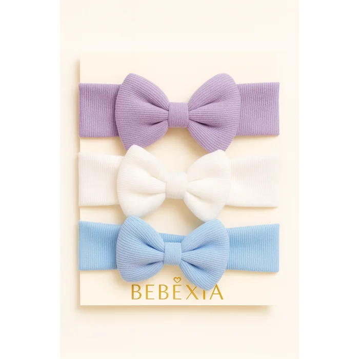 Kız Bebek 3’lü Fiyonk Bandana Seti (0-3 Yaş) | Pamuklu ve Elastik