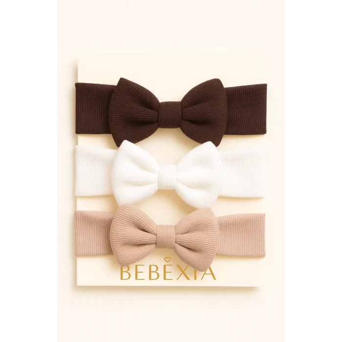 Kız Bebek 3’lü Fiyonk Bandana Seti (0-3 Yaş) | Pamuklu ve Elastik