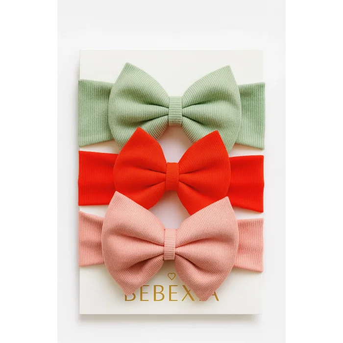 Kız Bebek 3’lü Fiyonk Bandana Seti (0-3 Yaş) | Pamuklu ve Elastik