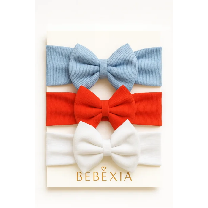 Kız Bebek 3’lü Fiyonk Bandana Seti (0-3 Yaş) | Pamuklu ve Elastik