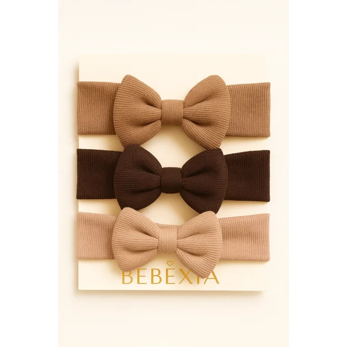 Kız Bebek 3’lü Fiyonk Bandana Seti (0-3 Yaş) | Pamuklu ve Elastik