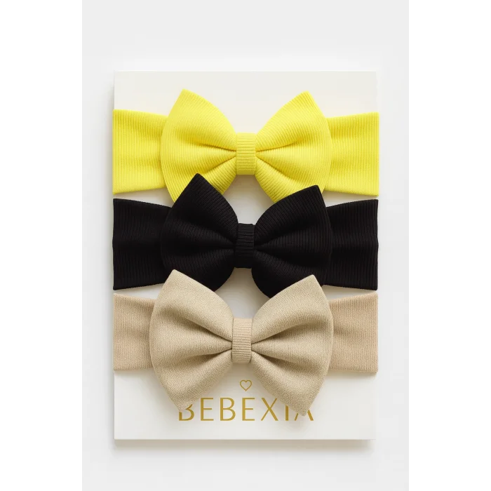 Kız Bebek 3’lü Fiyonk Bandana Seti (0-3 Yaş) | Pamuklu ve Elastik