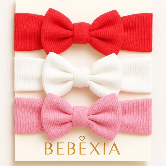 Kız Bebek 3’lü Fiyonk Bandana Seti (0-3 Yaş) | Pamuklu ve Elastik