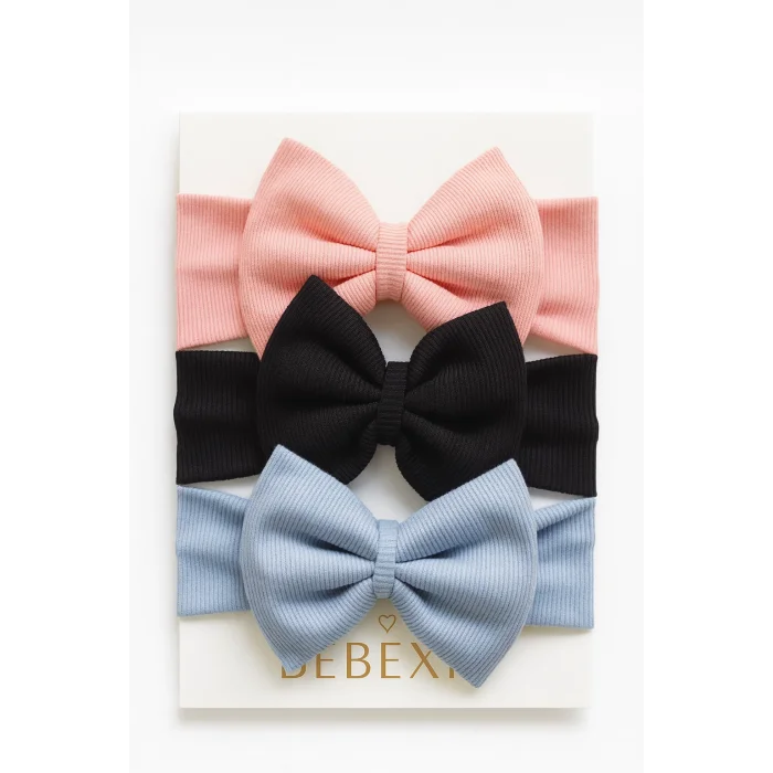 Kız Bebek 3’lü Fiyonk Bandana Seti (0-3 Yaş) | Pamuklu ve Elastik