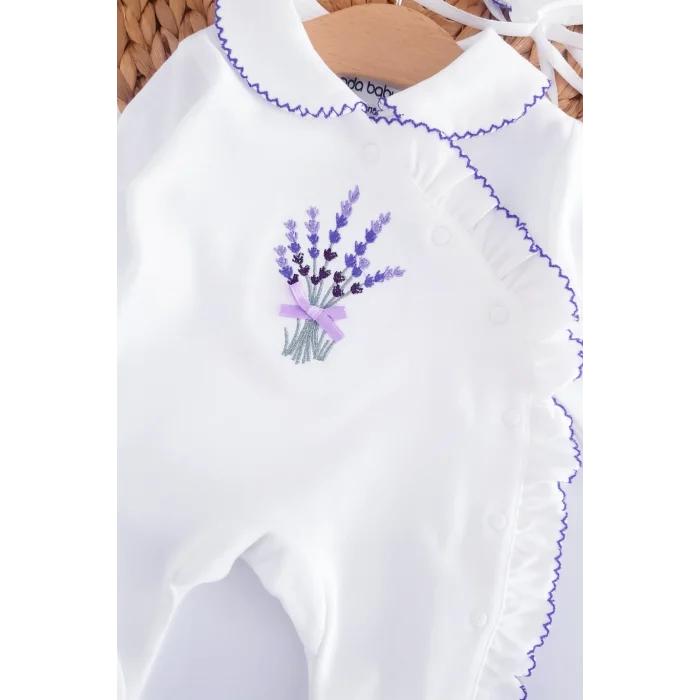 Lavanta Nakış Kroşetalı 3 Parça Tulum