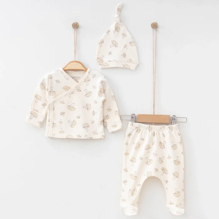 UNISEX 0-3 AY MANTAR BASKILI 3LÜ SET