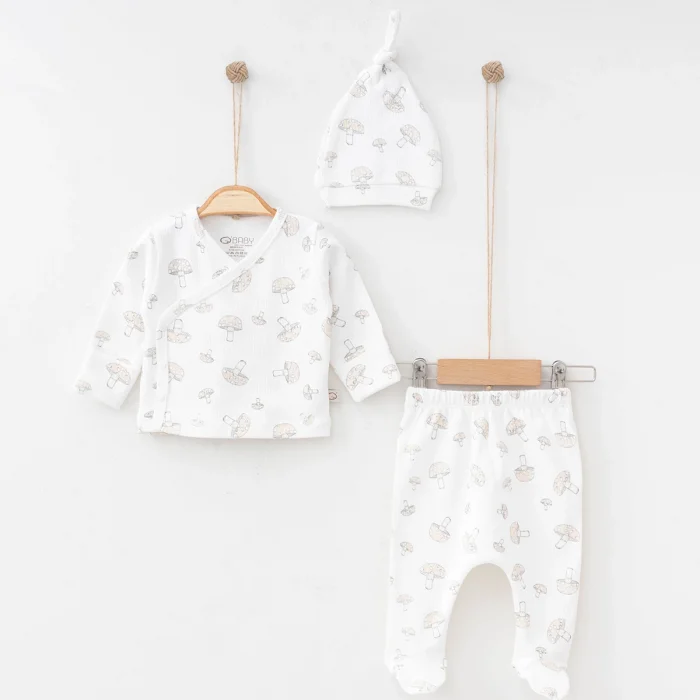 UNISEX 0-3 AY MANTAR BASKILI 3LÜ SET