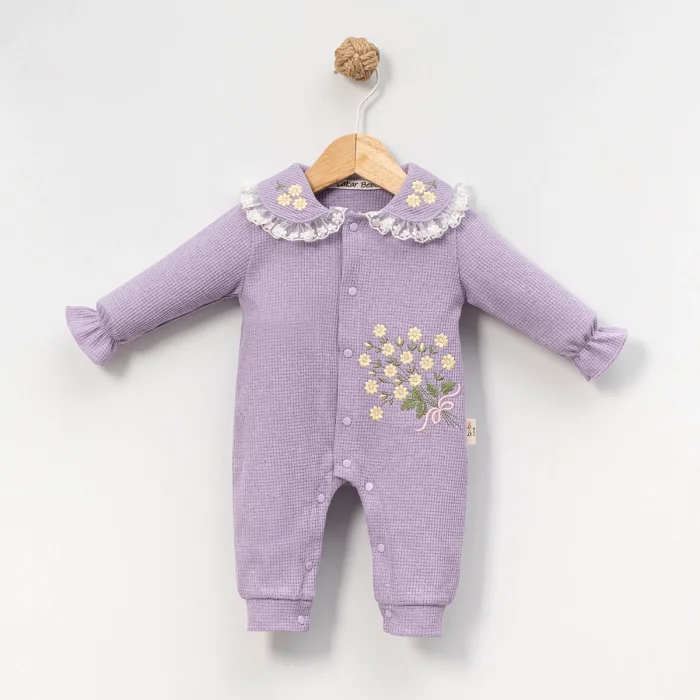 KIZ 3-6-9-12 AY ÇITIR ÇİÇEK NAKIŞLI TULUM