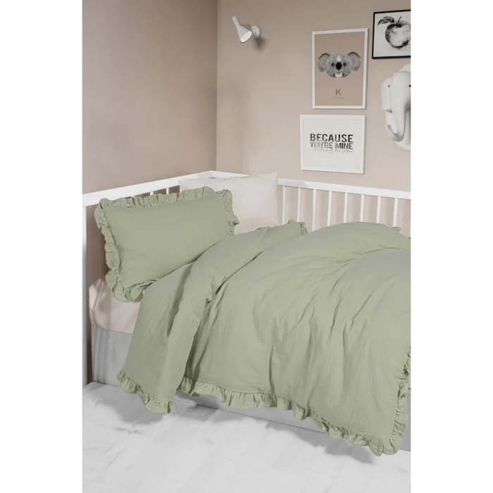 UNISEX FIRFIRLI 2 KAT MÜSLİN NEVRESİM TAKIMI MİNT