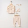 KIZ 0-3 AY BRODELİ ÖRME 4LÜ ZIBIN SET