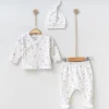 KIZ 0-3 AY ÇİÇEK BASKILI 3LÜ SET