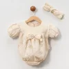 KIZ 6-9-12-18 AY PAPATYA DESENLİ ROMPER