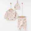 UNISEX 0-3 AY BALON BASKILI WAFFLE 3LÜ SET