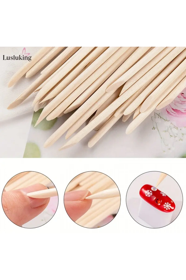 Profesyonel Ahşap Portakal Çubuğu – Manikür & Nail Art 100 Adet