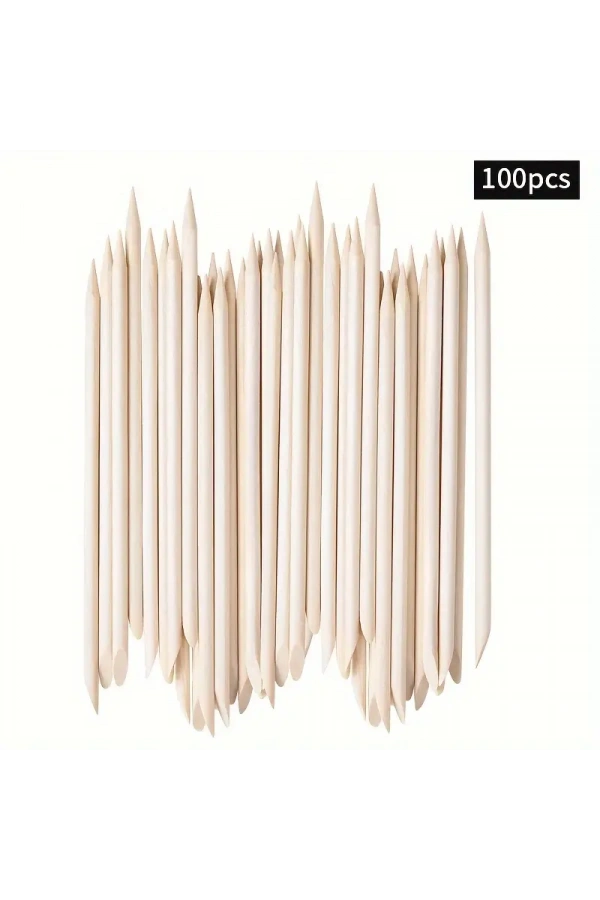Profesyonel Ahşap Portakal Çubuğu – Manikür & Nail Art 100 Adet