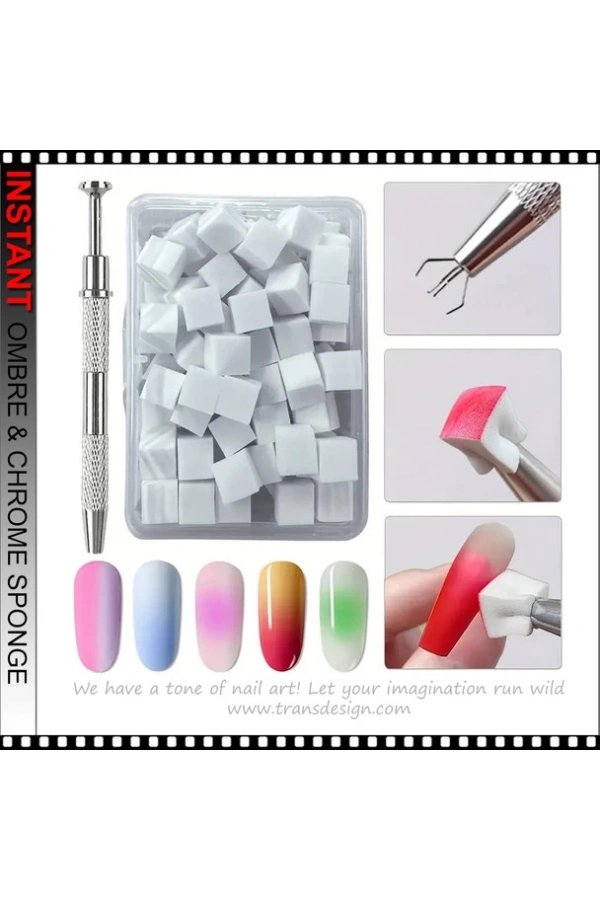 100 Adet Yedekli Metal Tutucu Ombre Süngeri