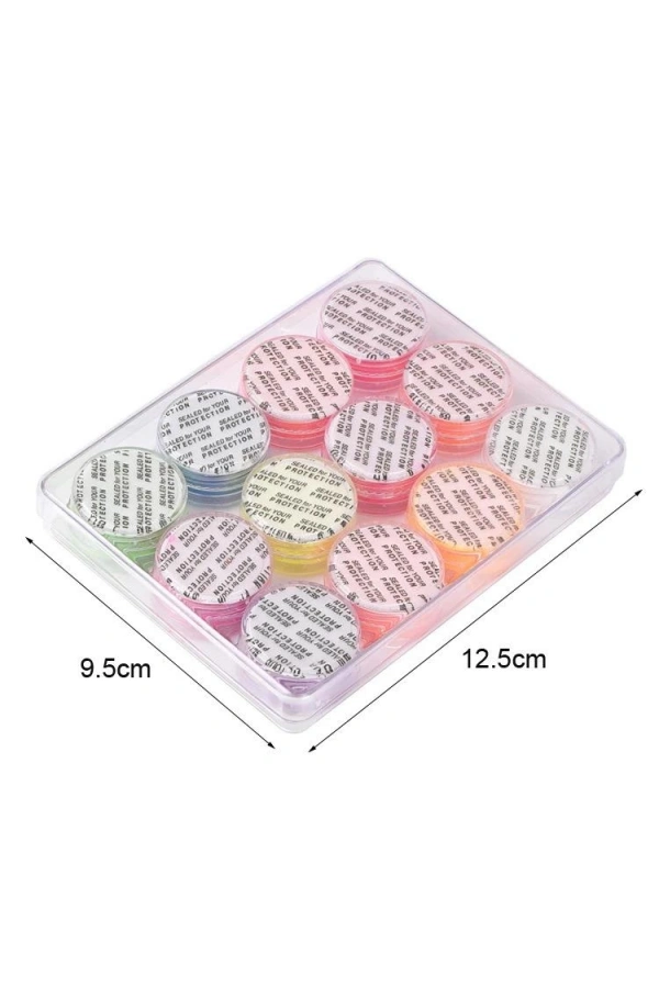 Neon Tırnak Süsleme Tozu Seti – 12 Renk (Aplikatörlü)