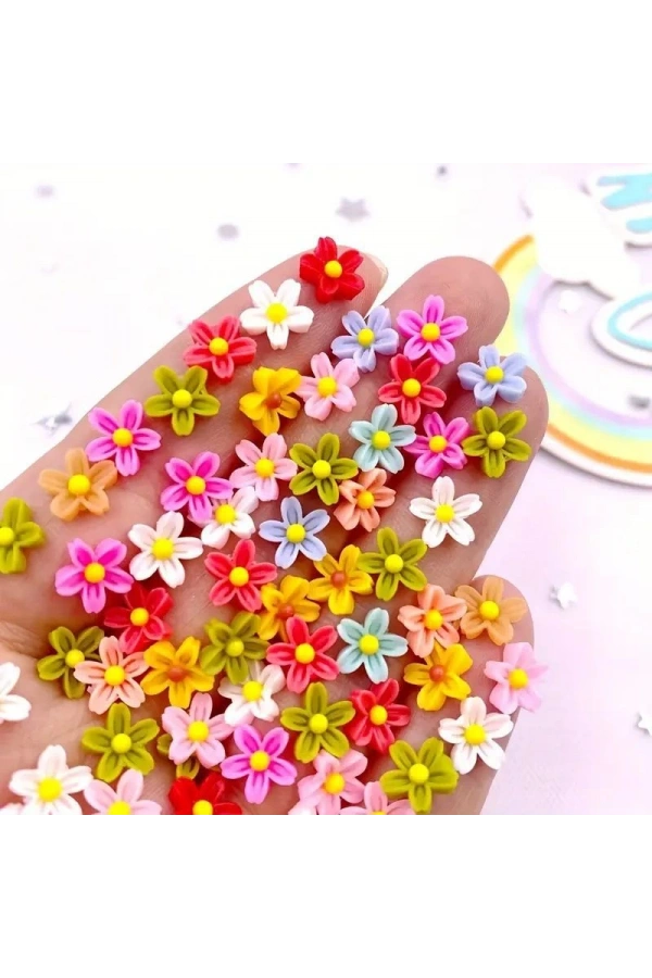 Pembe Karışık Figürlü Nail Art Süsü - 20 Adet