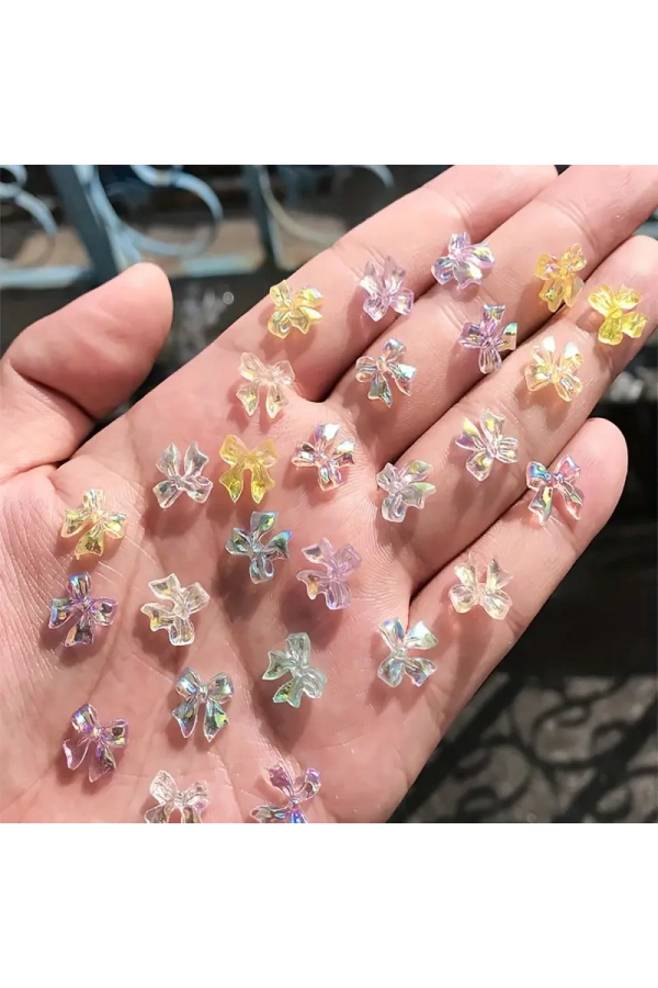 Renkli Fiyonk Charm Nail Art Süsleri - 20 Adet