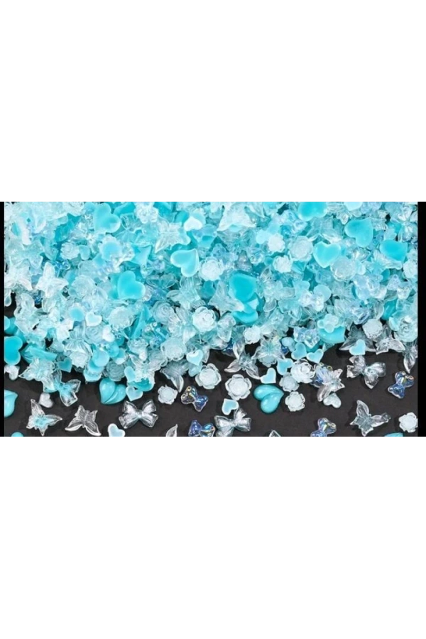 Mavi Hologramlı Karışık Nail Art Charm - 20 Adet