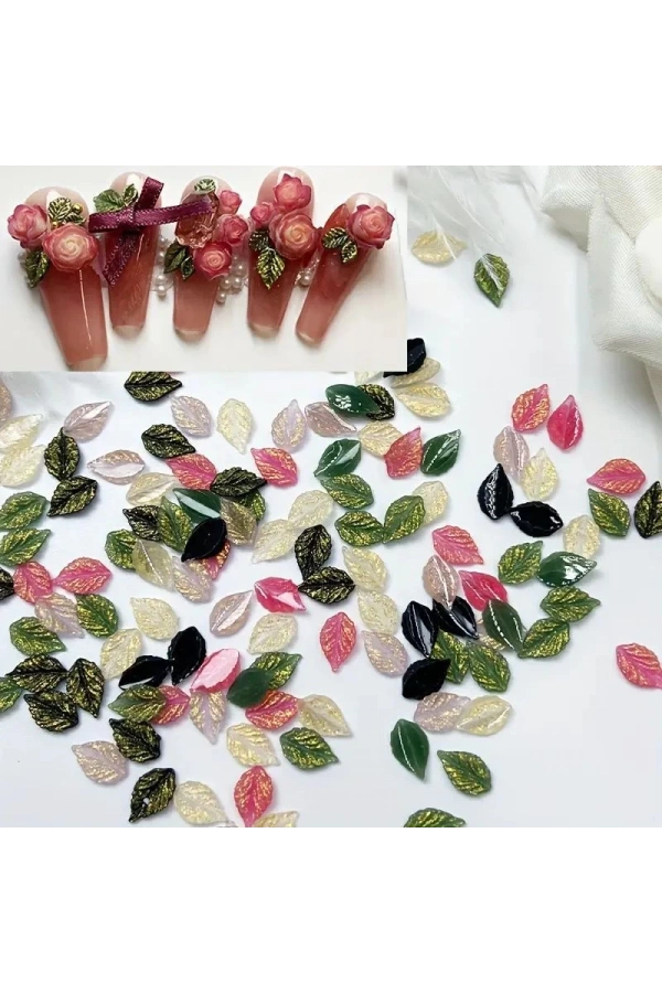 Renkli Yaprak Figürlü Nail Art Süsü - 20 Adet