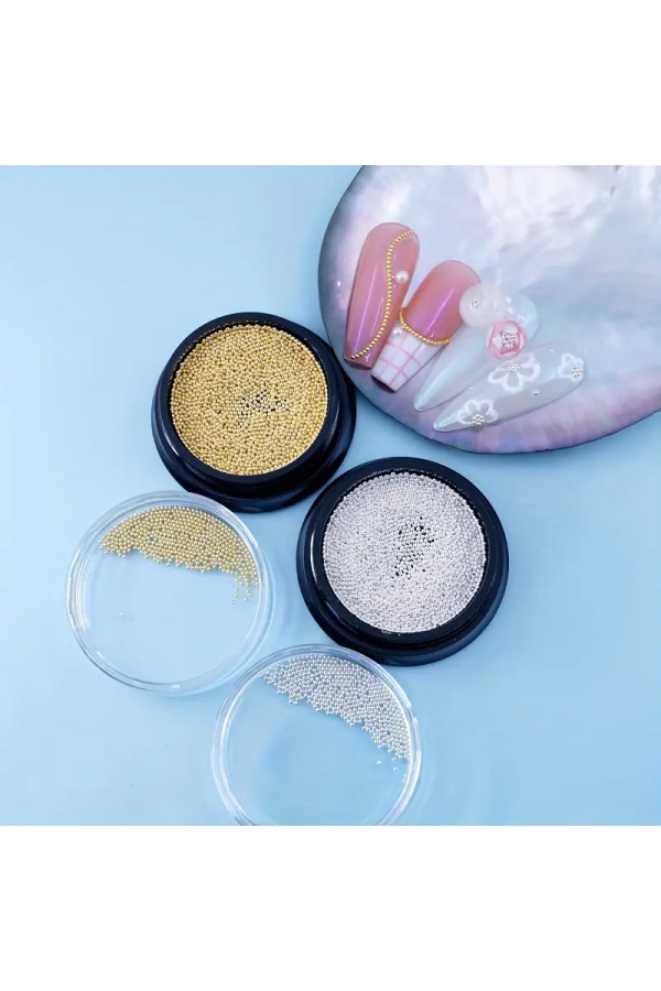 Havyar Tırnak Taşı – 4 Renkli Metal Boncuk Seti