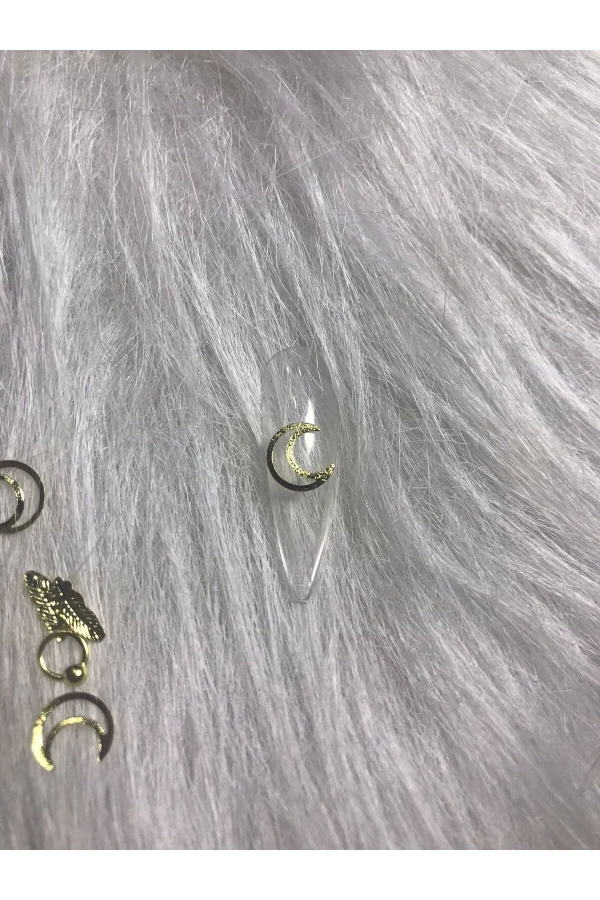 Altın Renk Nail Art Metal Tırnak Süsleri – Ay, Yıldız, Karışık Figürler 40 Adet