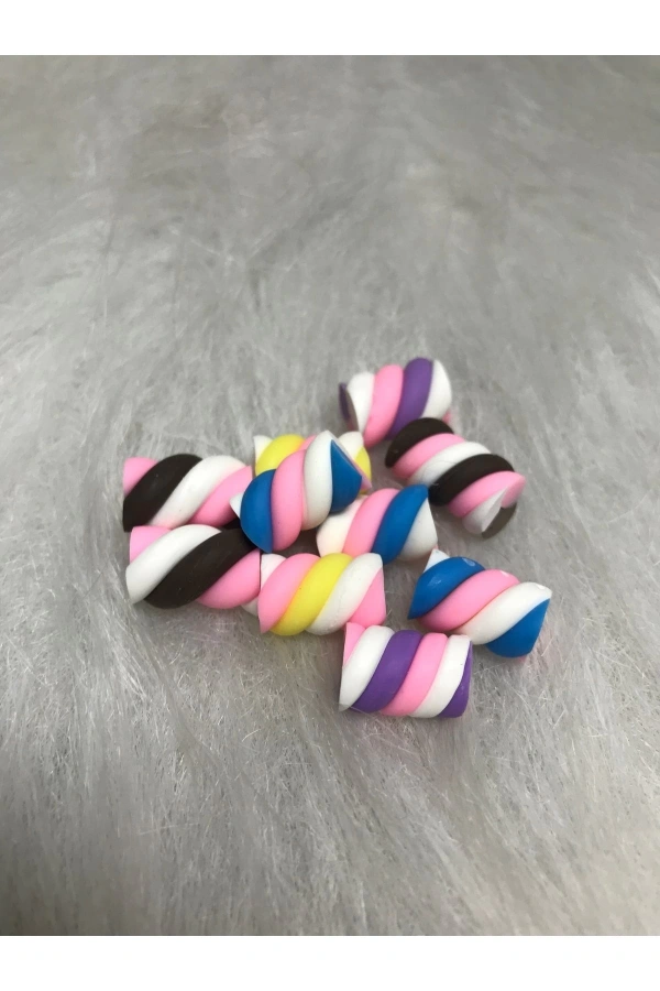 Renkli 3D Tırnak Süsleri – Marshmallow Görünümlü Nail Art Aksesuarı - 10 Adet