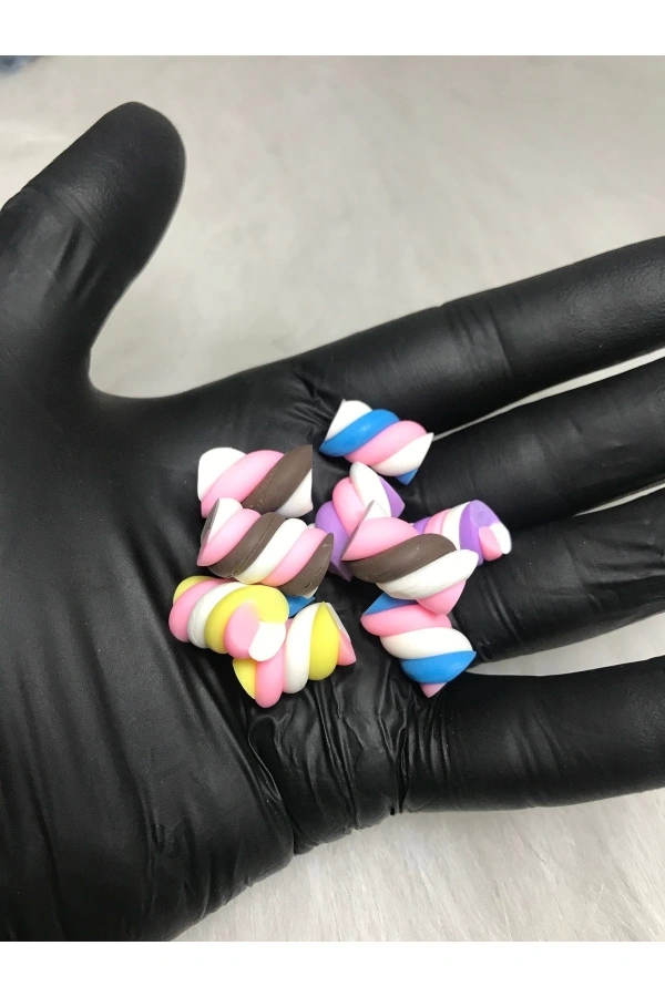 Renkli 3D Tırnak Süsleri – Marshmallow Görünümlü Nail Art Aksesuarı - 10 Adet